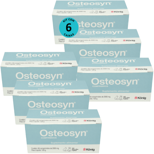 Osteosyn 2000mg Com 60 Comprimidos Para Cães e Gatos Raças Grandes Kit C/ 6 Osteosyn 2000mg Com 60 Comprimidos Para Cães e Gatos Raças Grandes Kit C/ 6
